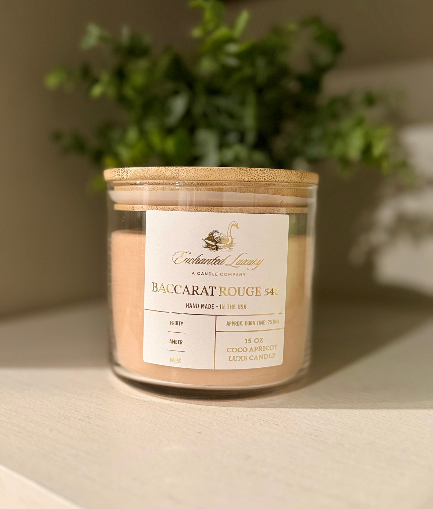 Baccarat Rouge 540 Coconut Apricot Luxe Soy Candle - Clean Burning, All-Natural, Enchanting Aroma