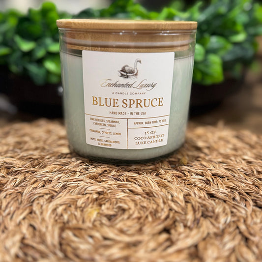 Blue Spruce Candle - Handmade Coco Apricot Wax Blend